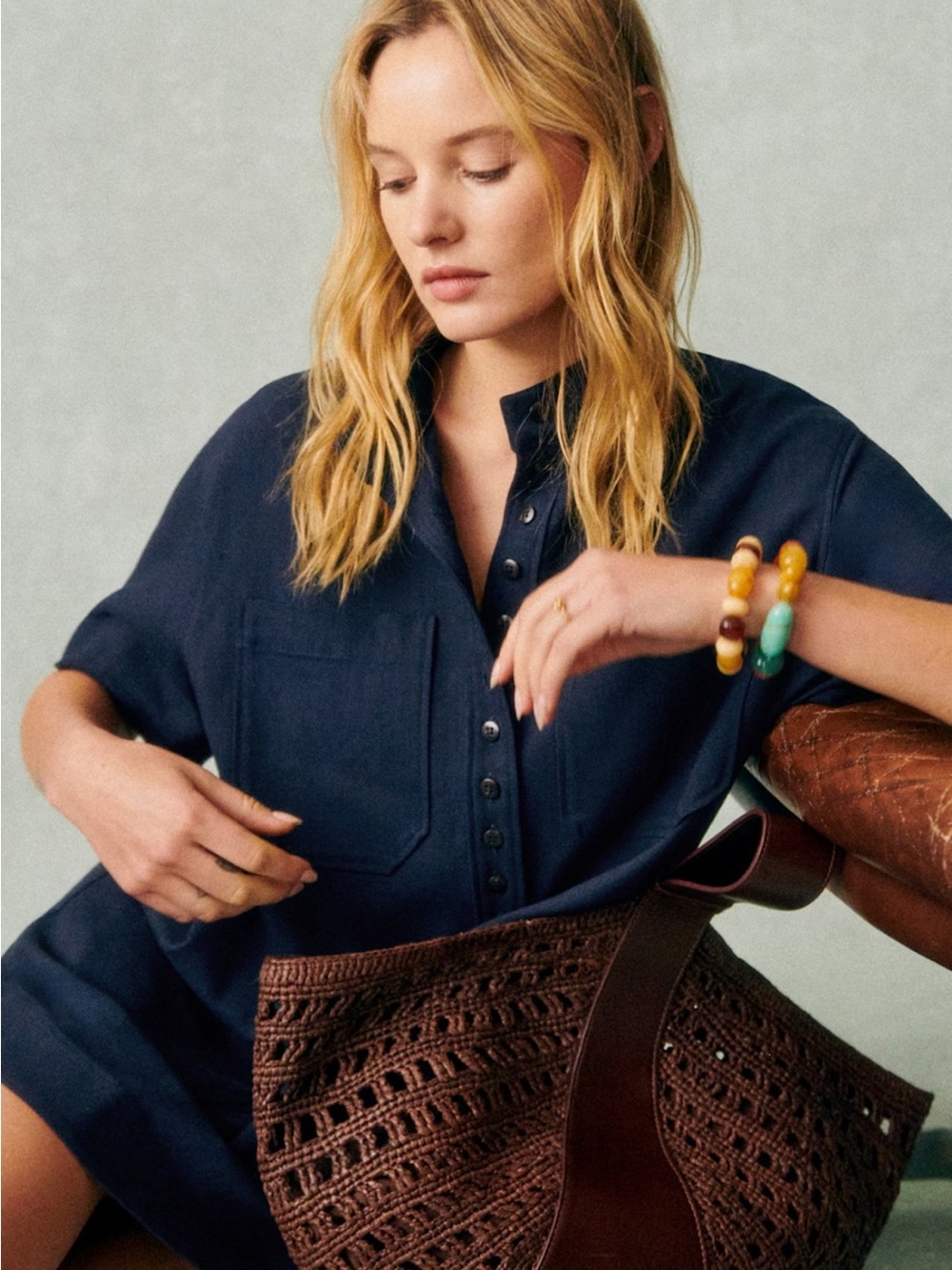 Sezane Navy Sonali Dress